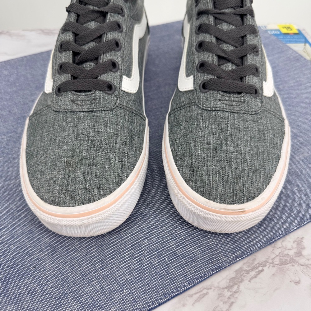 Vans Old Skool Ward Low Top Women 9.5‎ Sneakers Gray Pink White Stripe Skate - Picture 8 of 10
